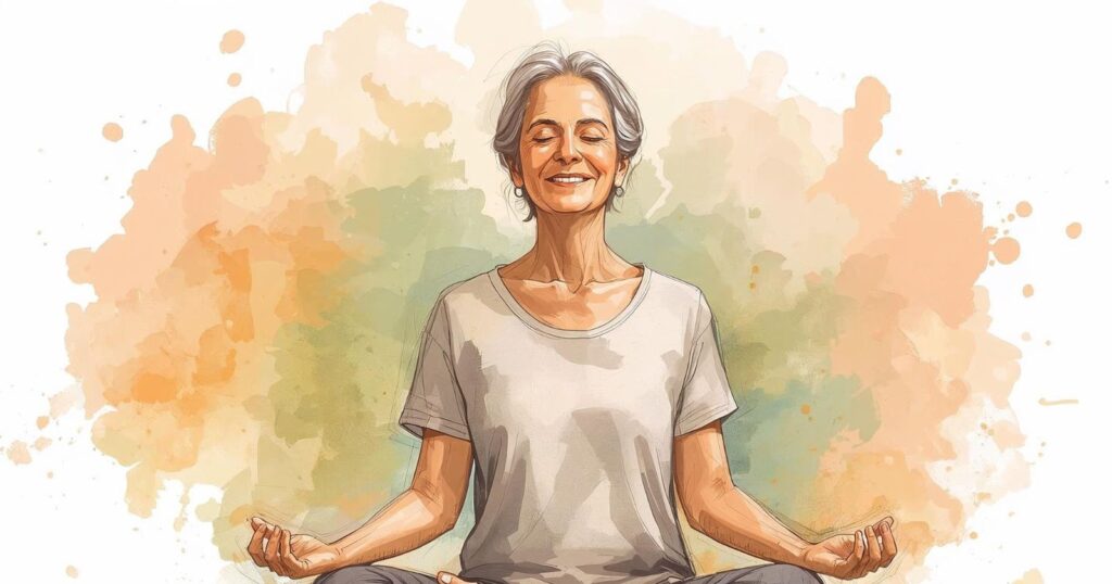 donna di mezza età medita