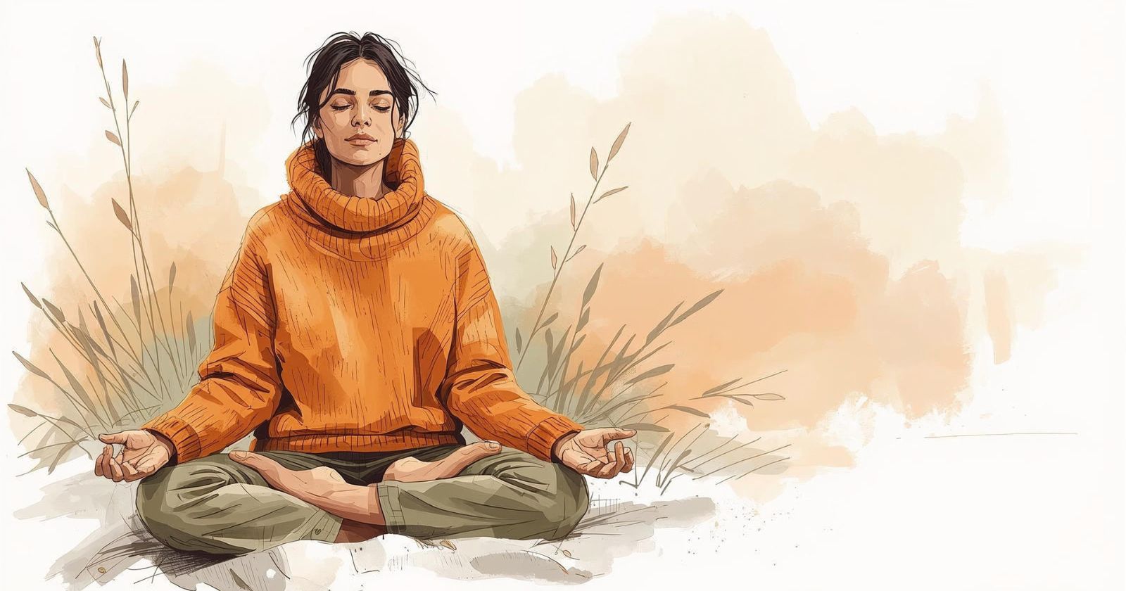 donna medita nella neve