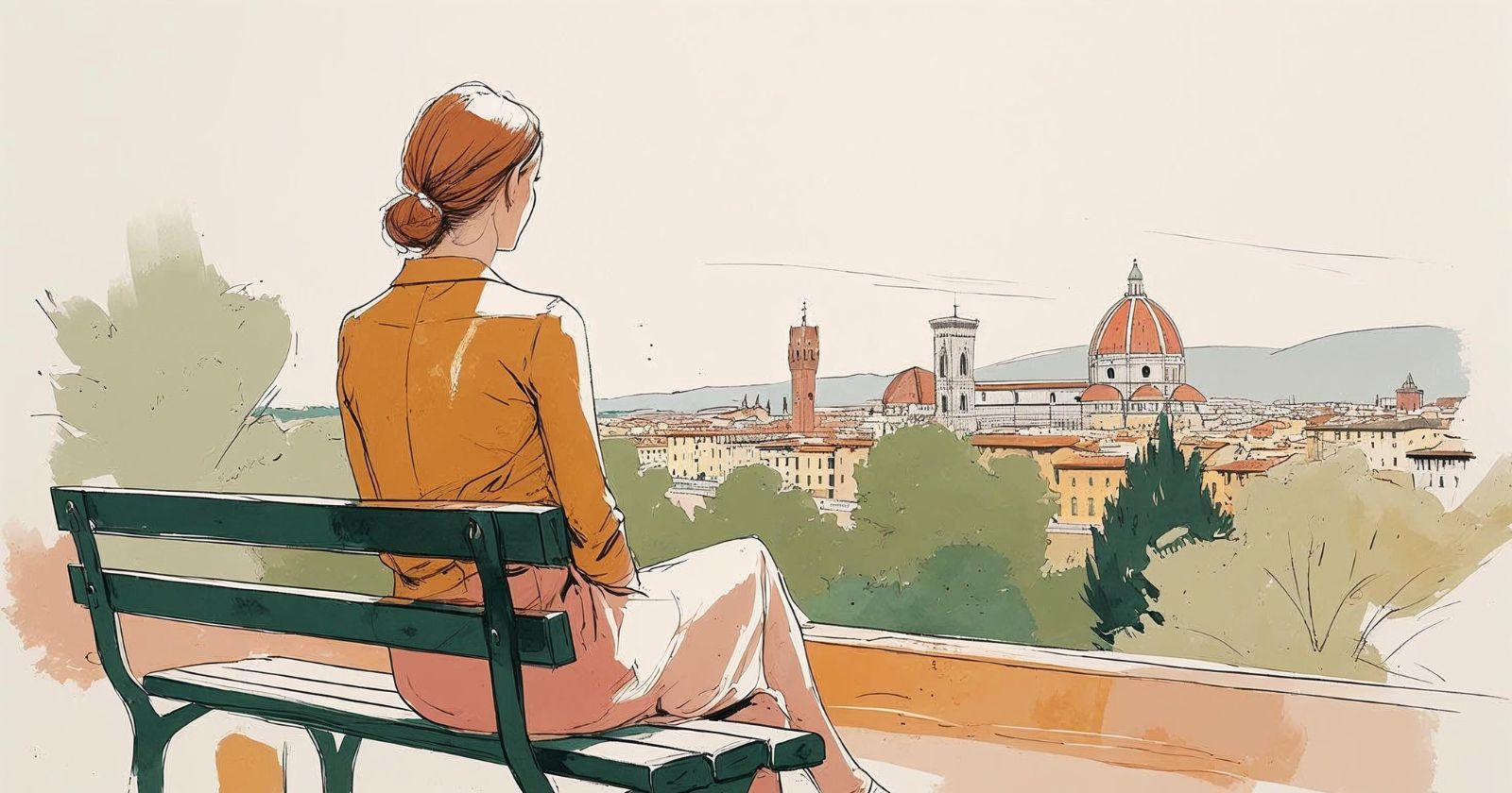 donna su una panchina a firenze