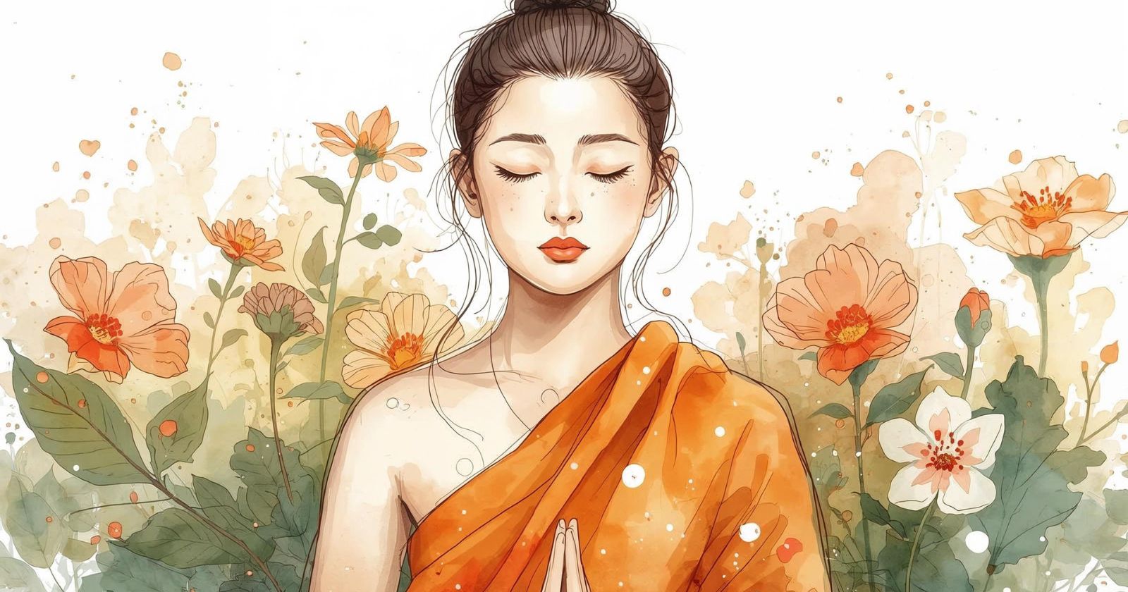 donna medita in un giardino inviando amore all'universo