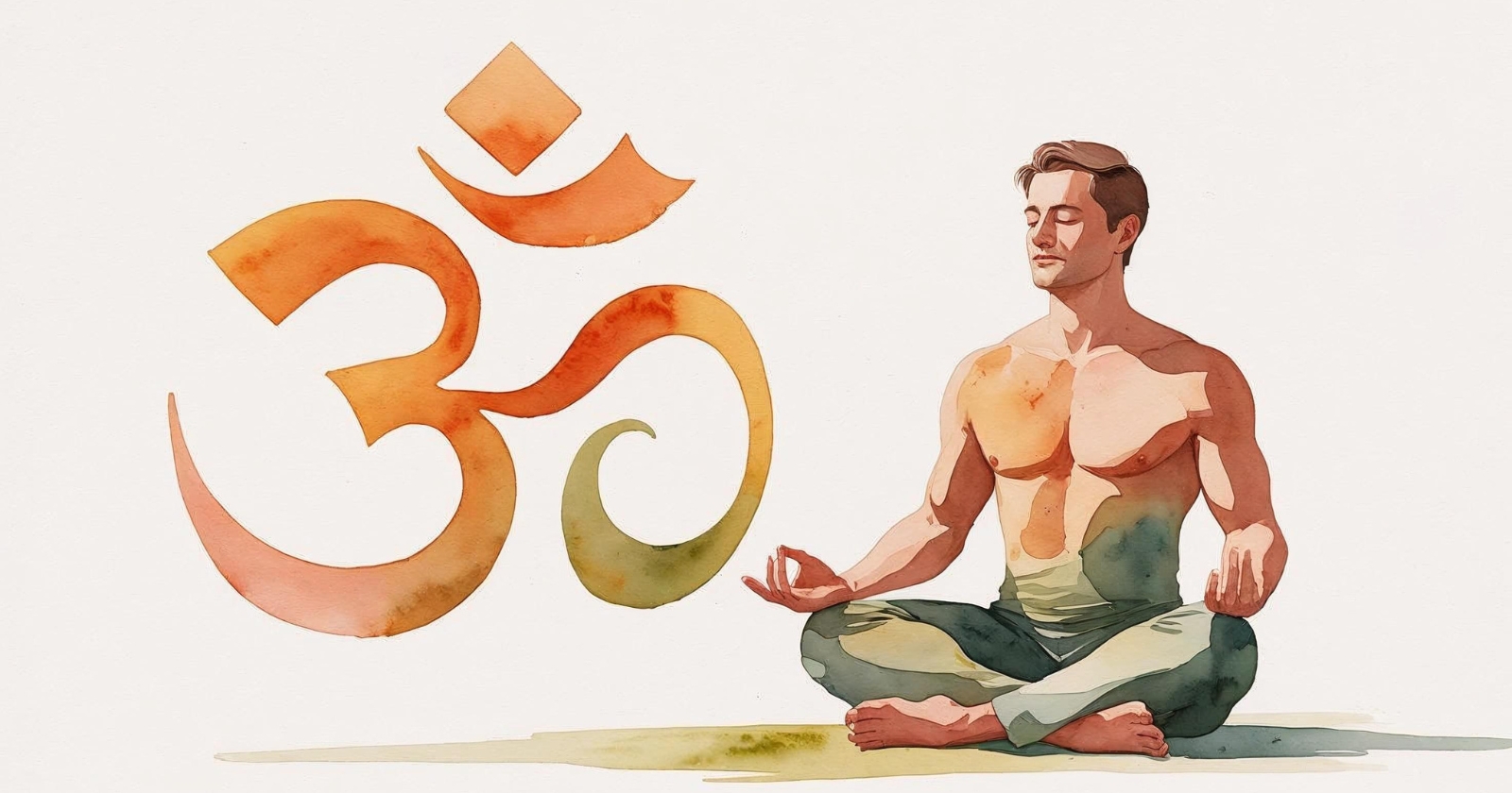 uomo in meditazione accanto al mantra om