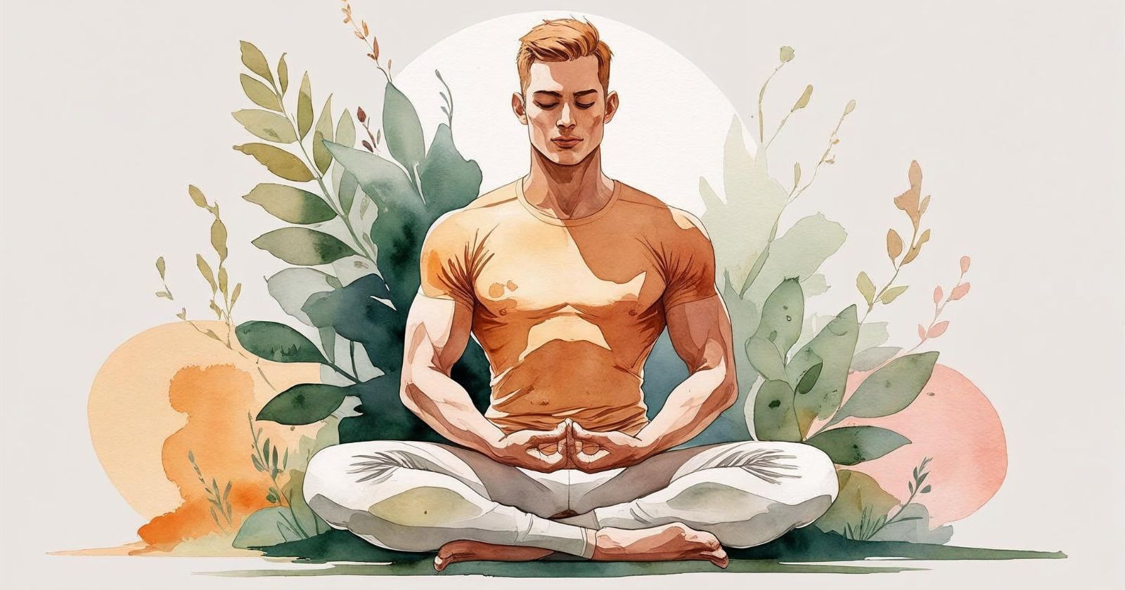 un uomo muscoloso seduto in meditazione