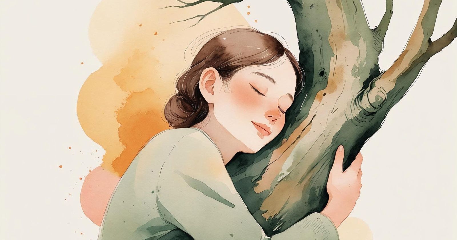 donna abbraccia il tronco di un albero