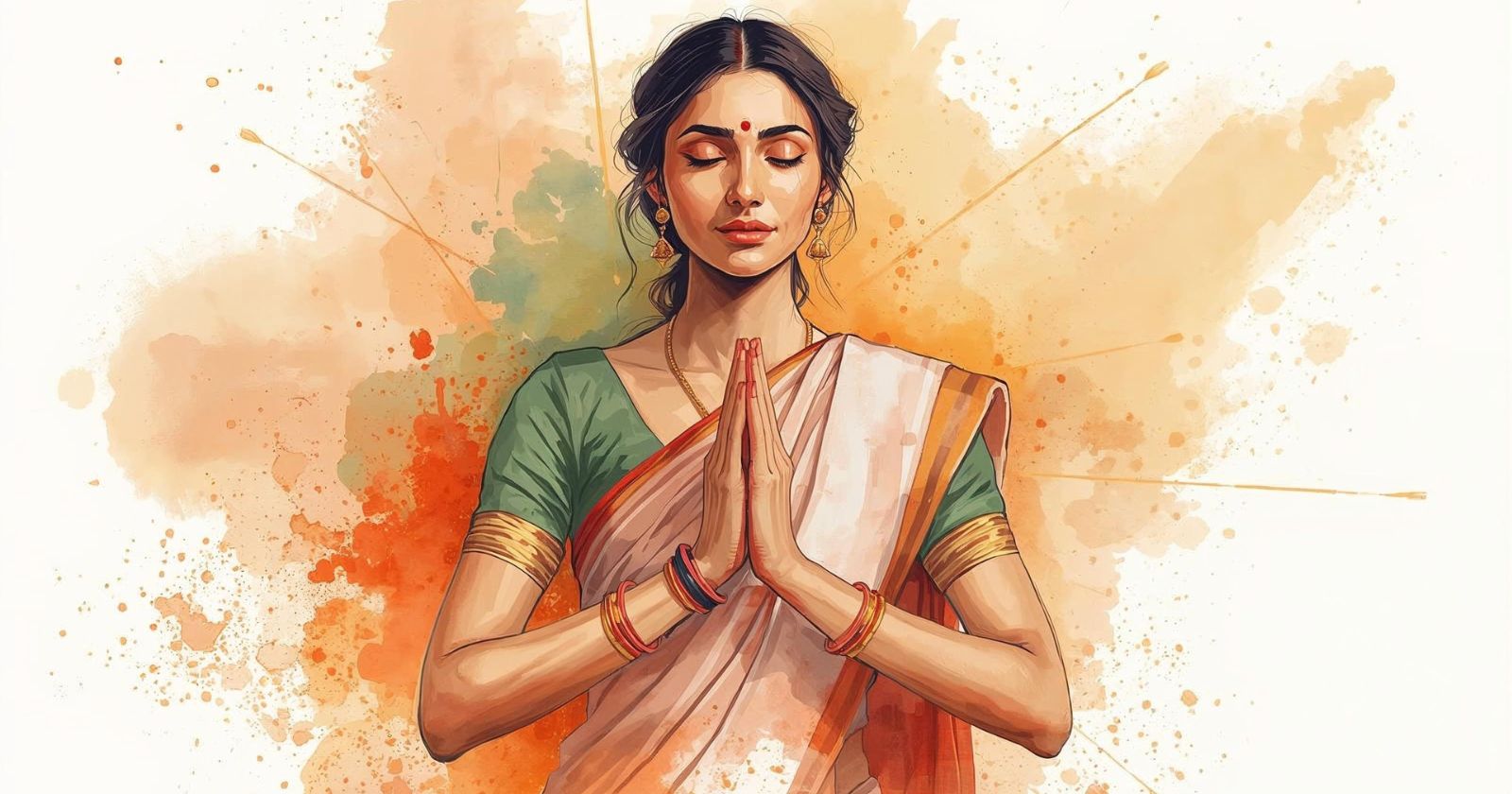 donna indiana a mani giunte