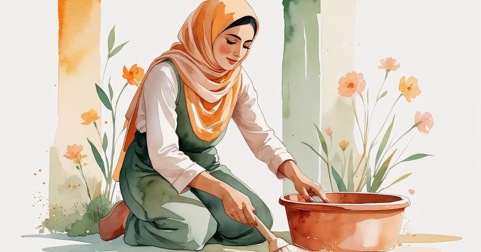 donna pulisce casa con consapevolezza