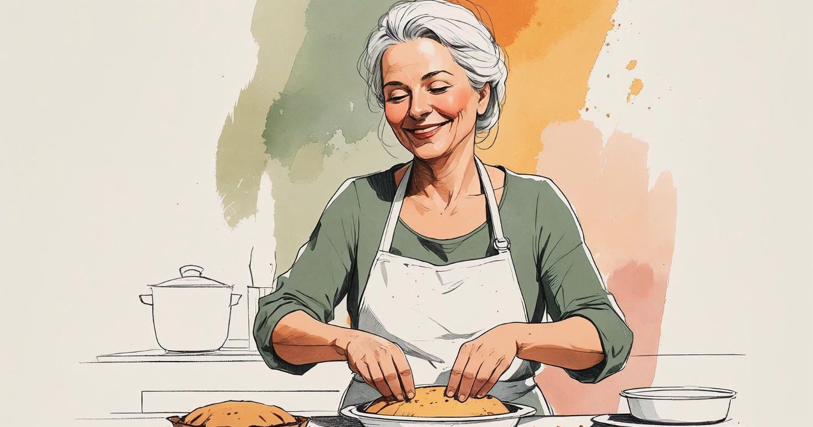 donna prepara una torta nella sua cucina