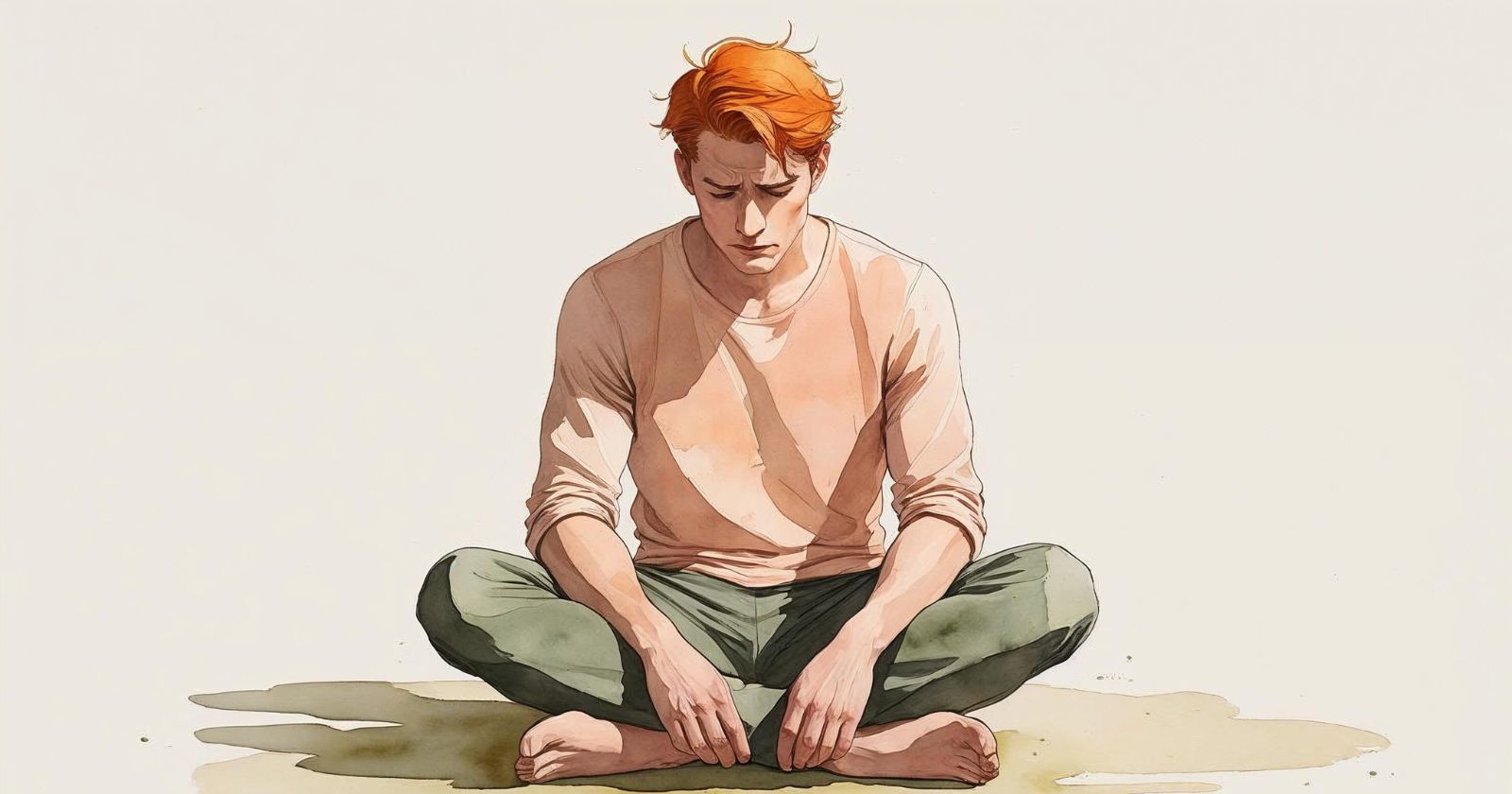 uomo ansioso seduto a terra