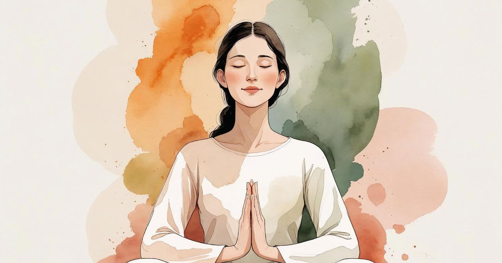 donna medita a mani giunte