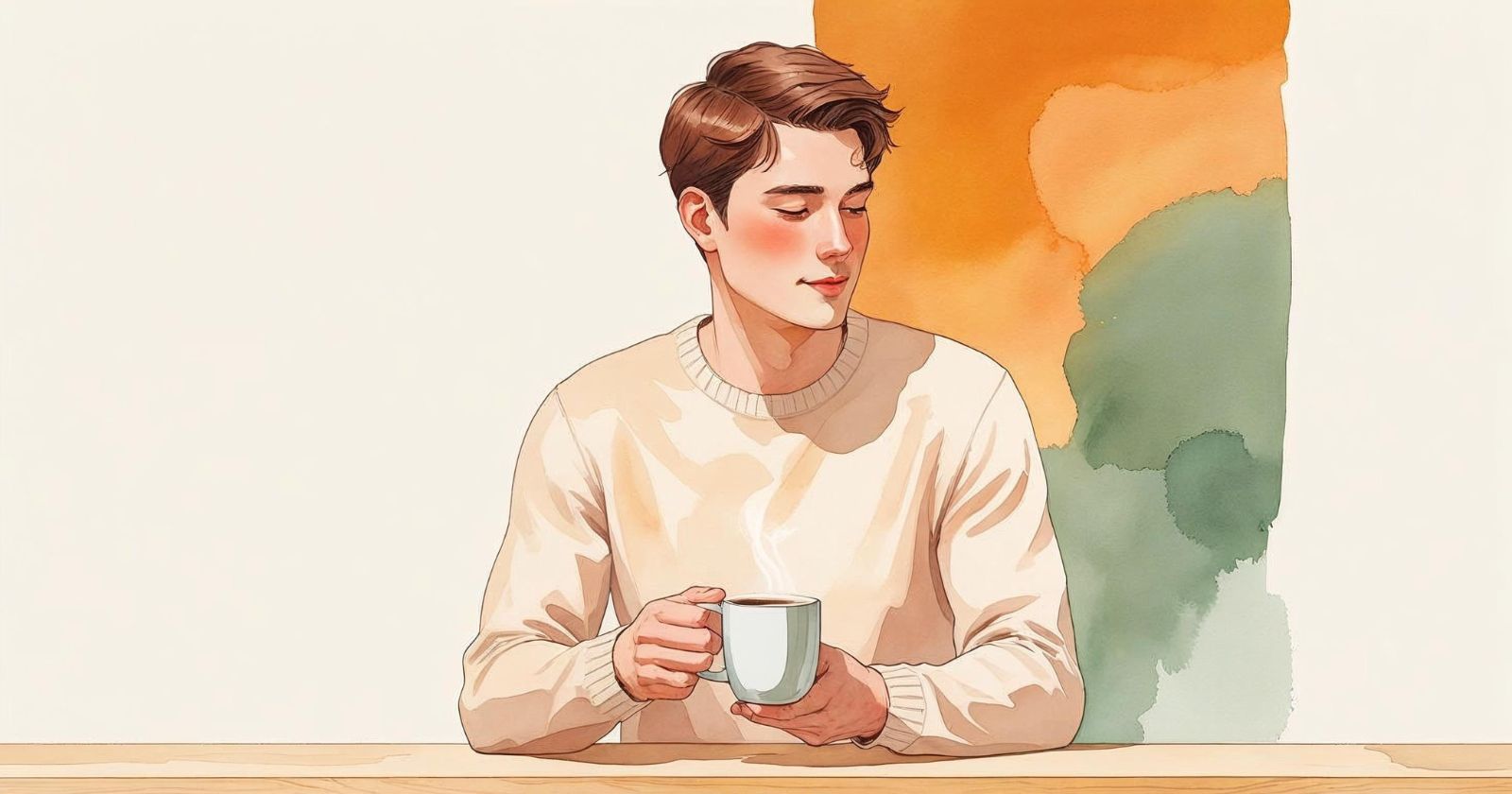 uomo beve caffè a colazione