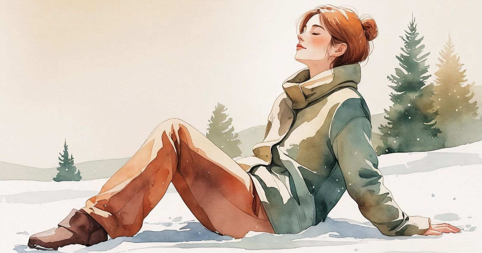 persona seduta nella neve in inverno