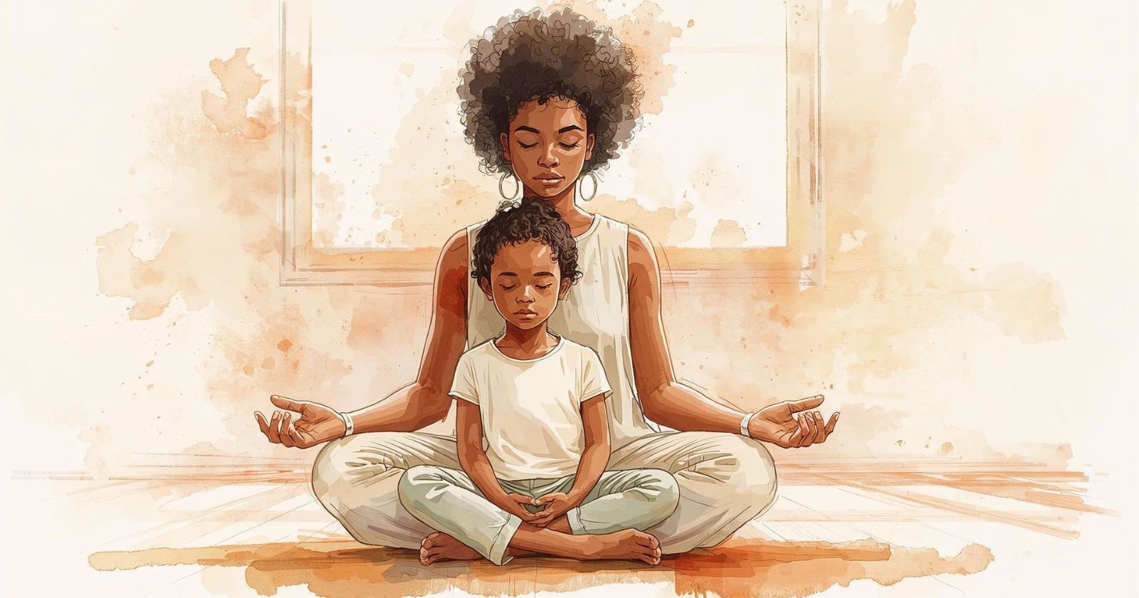 madre medita insieme alla figlia