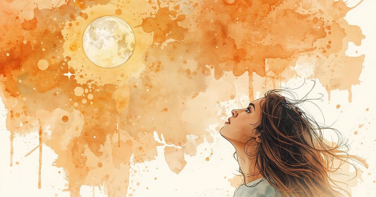 donna guarda la luna piena