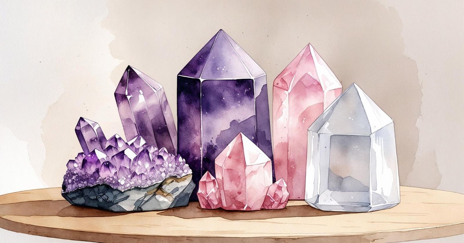 gruppo di cristalli su un tavolo