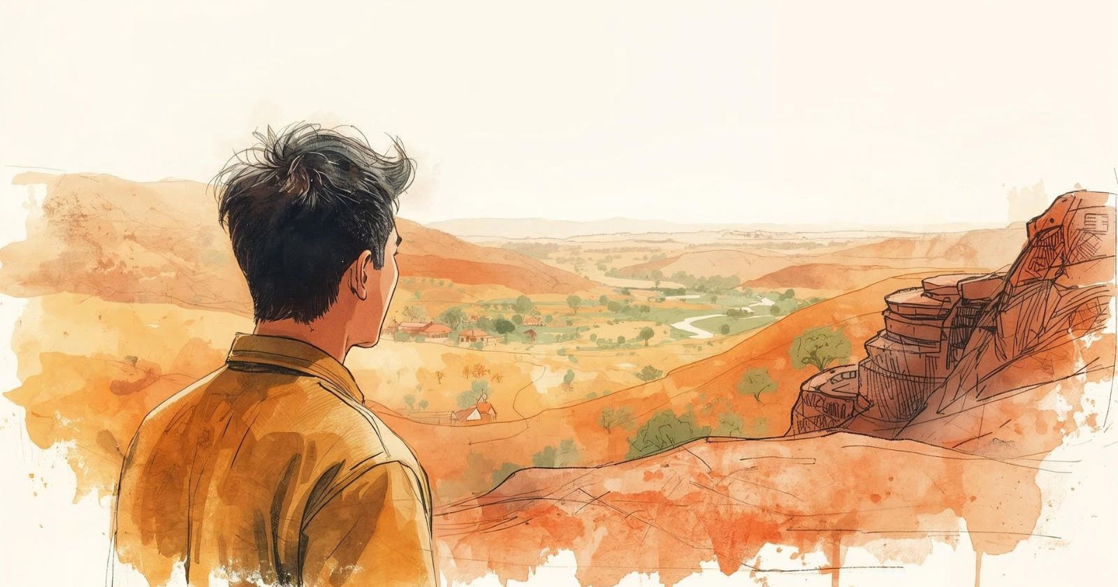 uomo guarda una valle