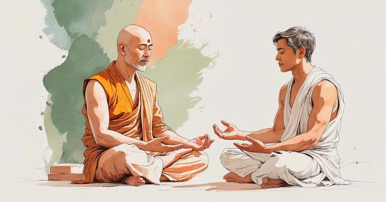 maestro di meditazione accanto a un allievo