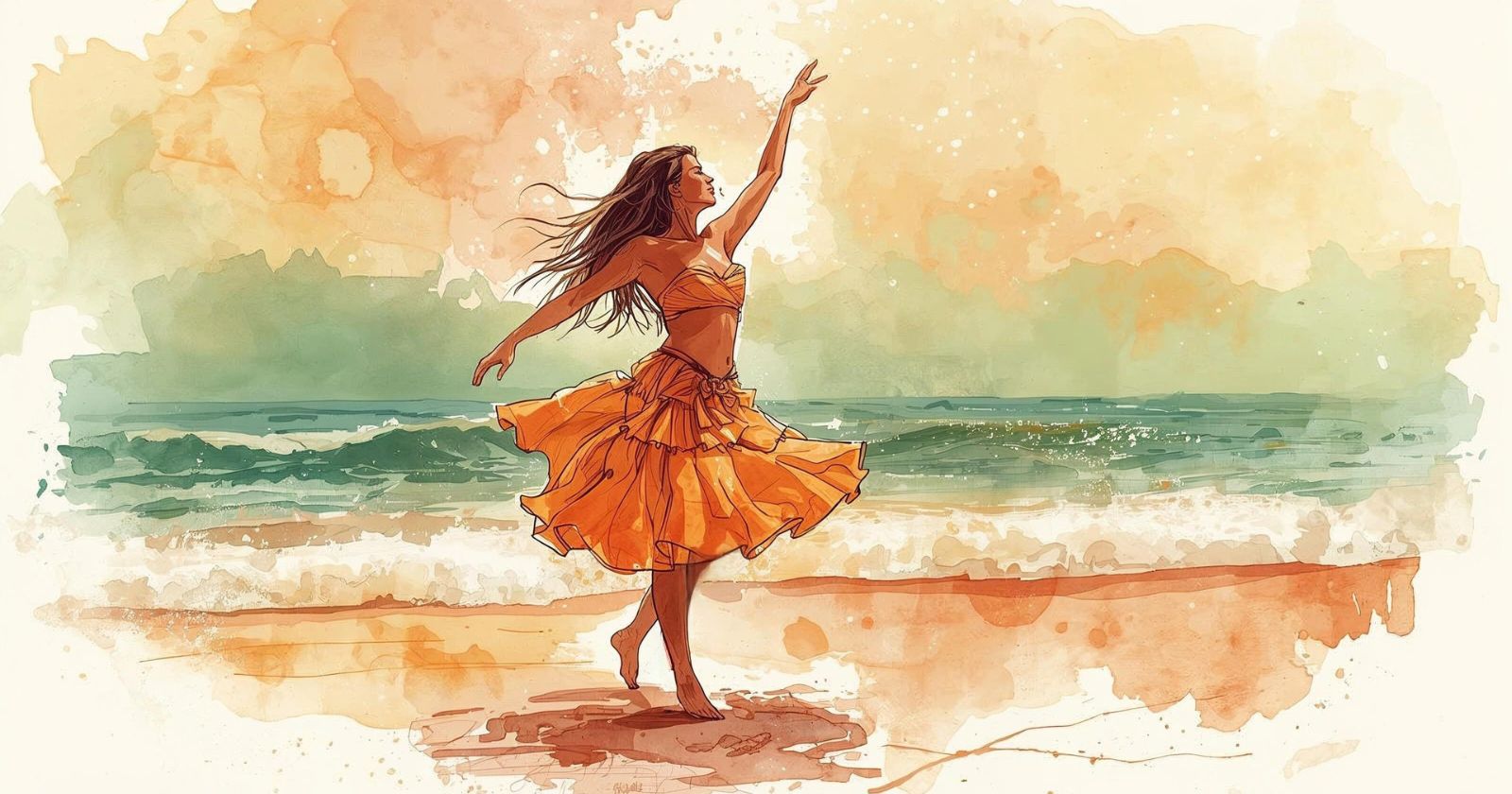 donna hawaiiana balla sulla spiaggia