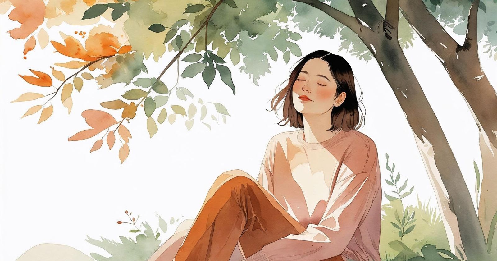 persona seduta sotto a un albero in tarda estate