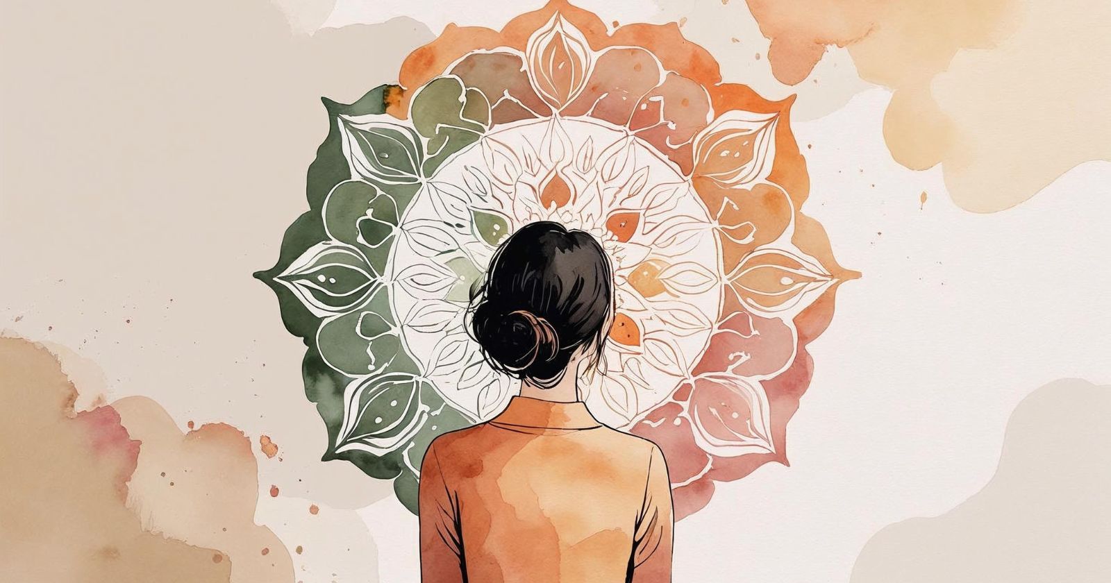 donna ammira un mandala su un muro