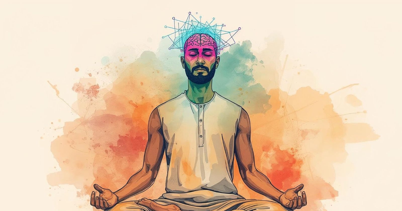 uomo che medita e sviluppa il suo cervello