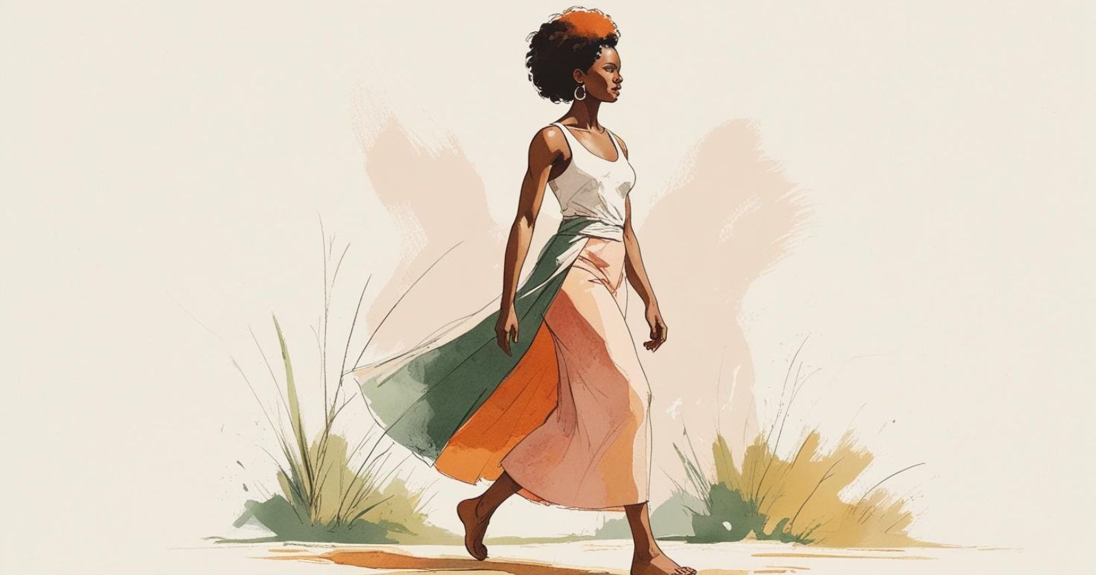 donna fiduciosa cammina per strada