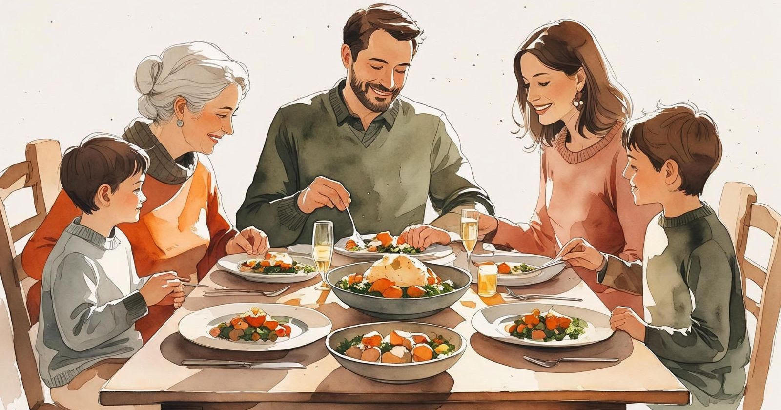 famiglia a tavola a Natale