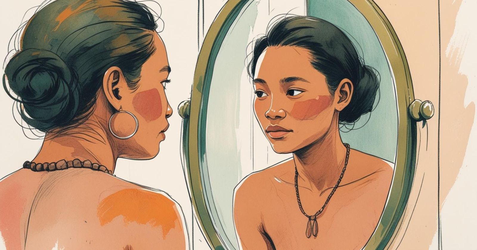 donna si guarda allo specchio