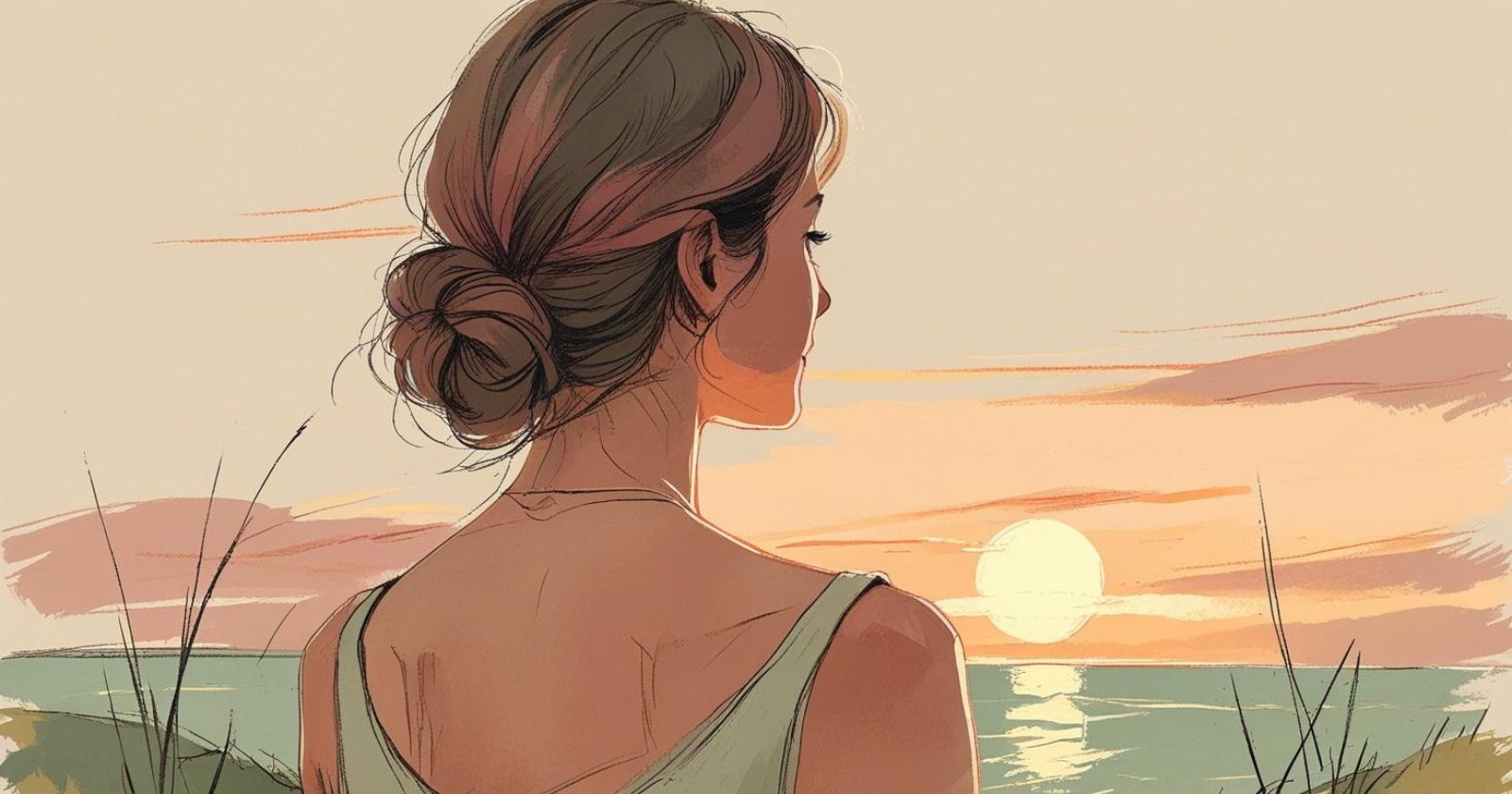 donna guarda verso un traumonto