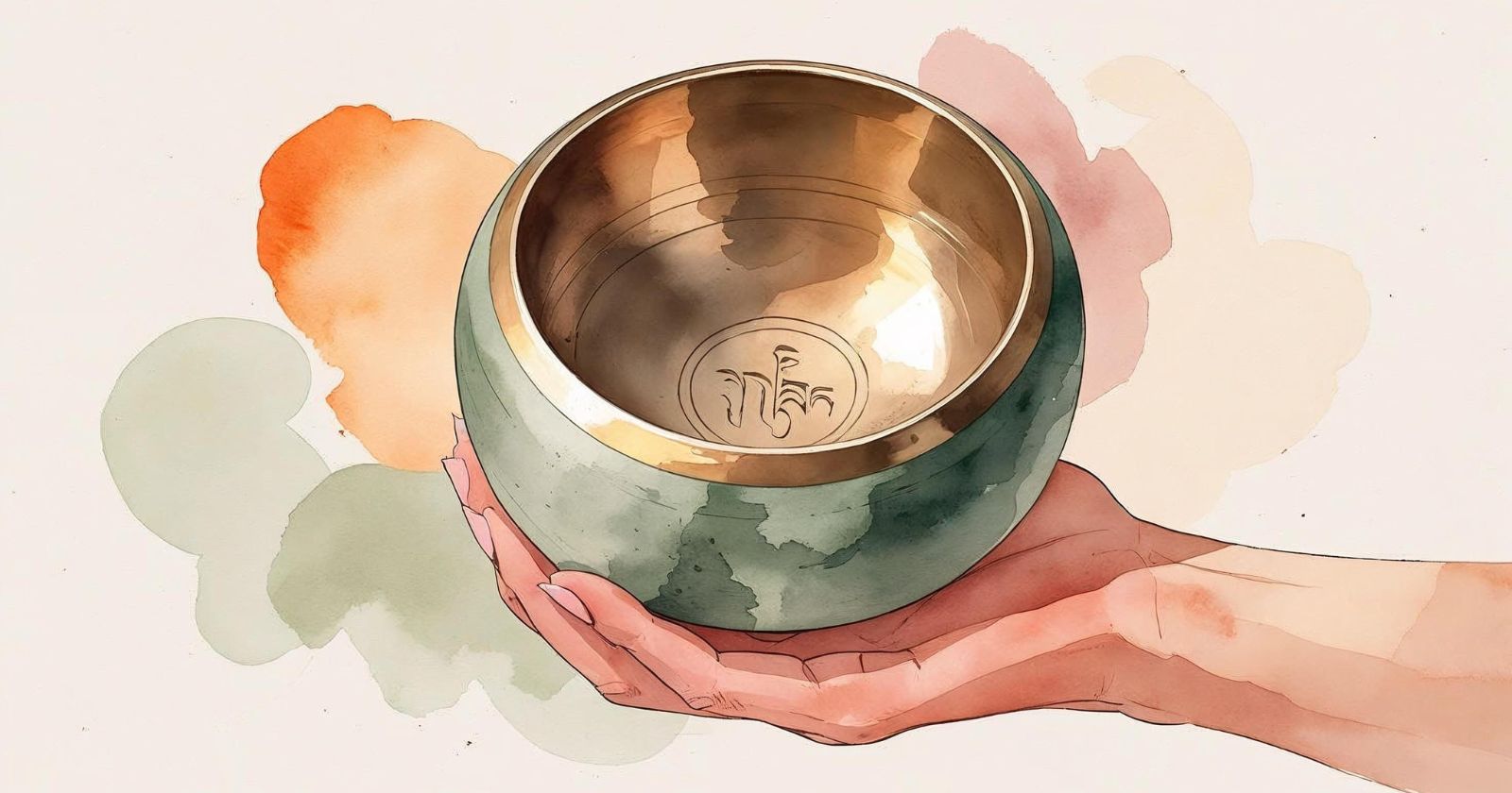 mano regge una campana tibetana