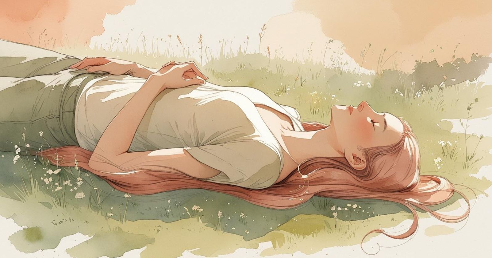 donna sdraiata su un prato