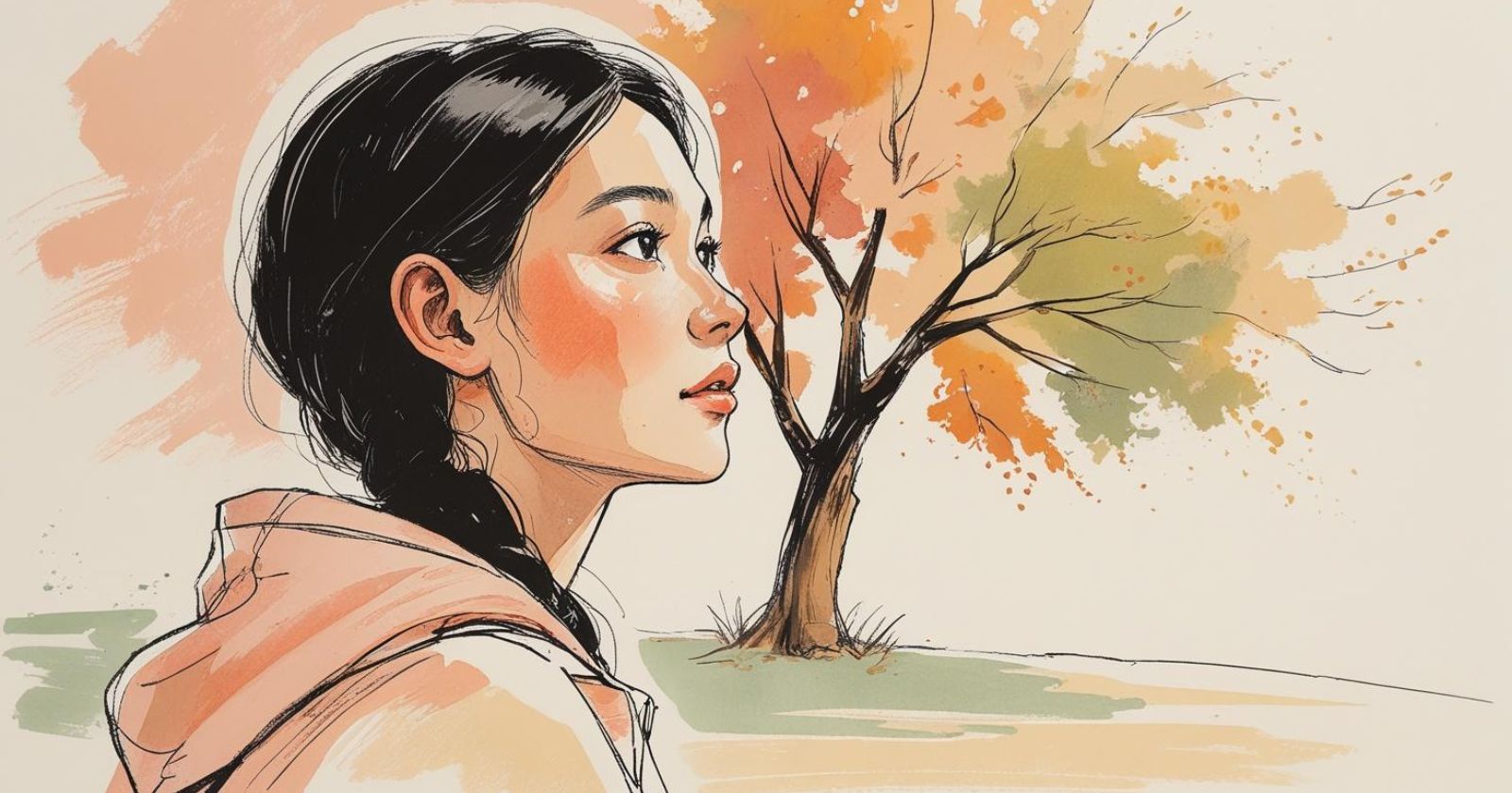 donna ispirata guarda verso l'orizzonte