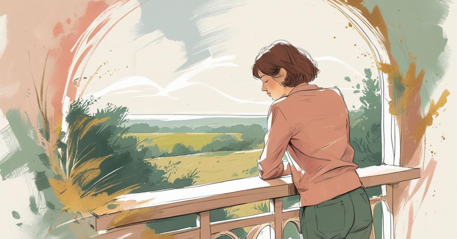 donna immagina un meraviglioso prato verde