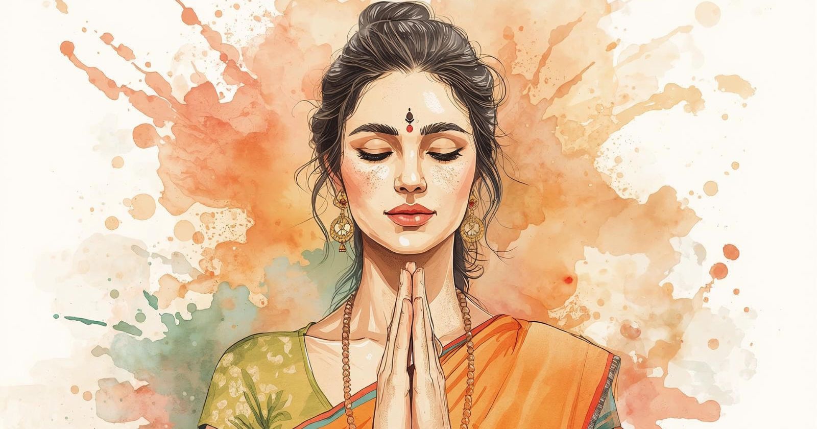 donna indiana nel tradizionale saluto namastè