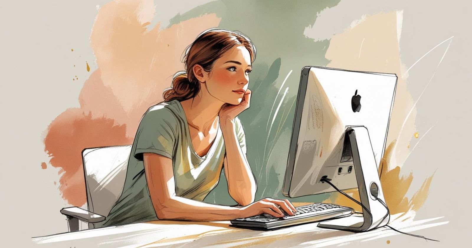 donna annoiata al computer