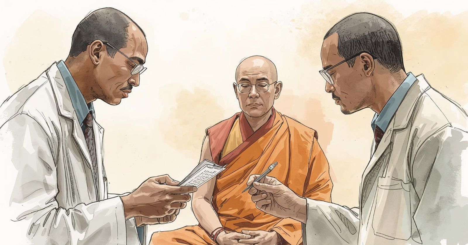 scienziati studiano un uomo che medita