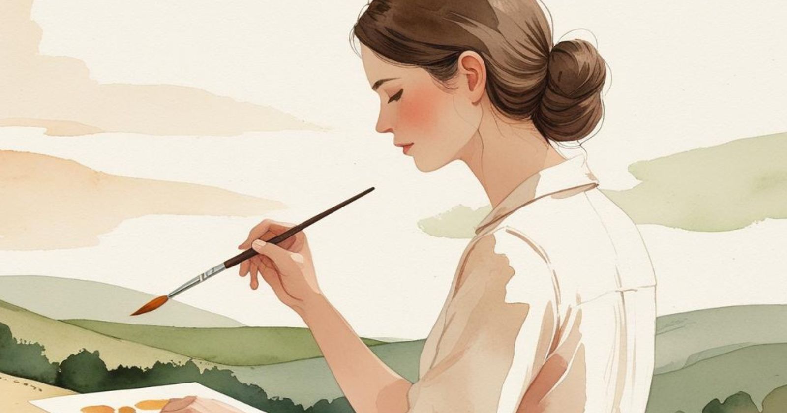 donna dipinge un acquarello
