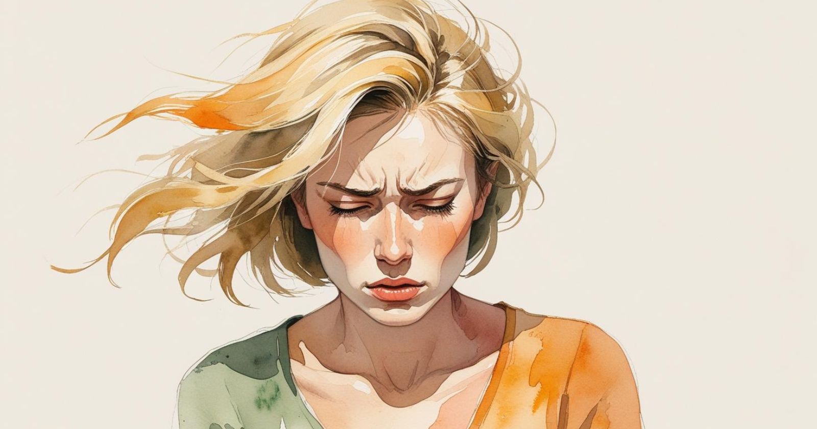 primo piano di una donna triste e ferita