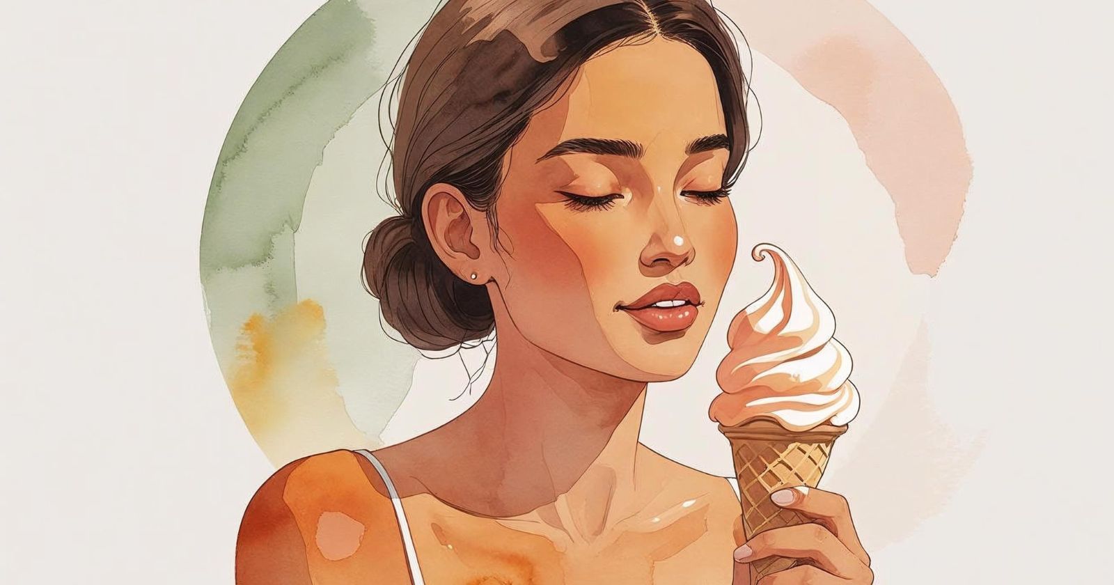 donna mangia un cono gelato