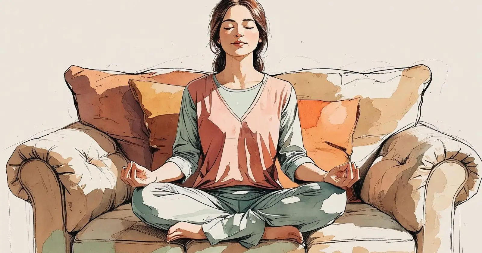 persona medita su un divano