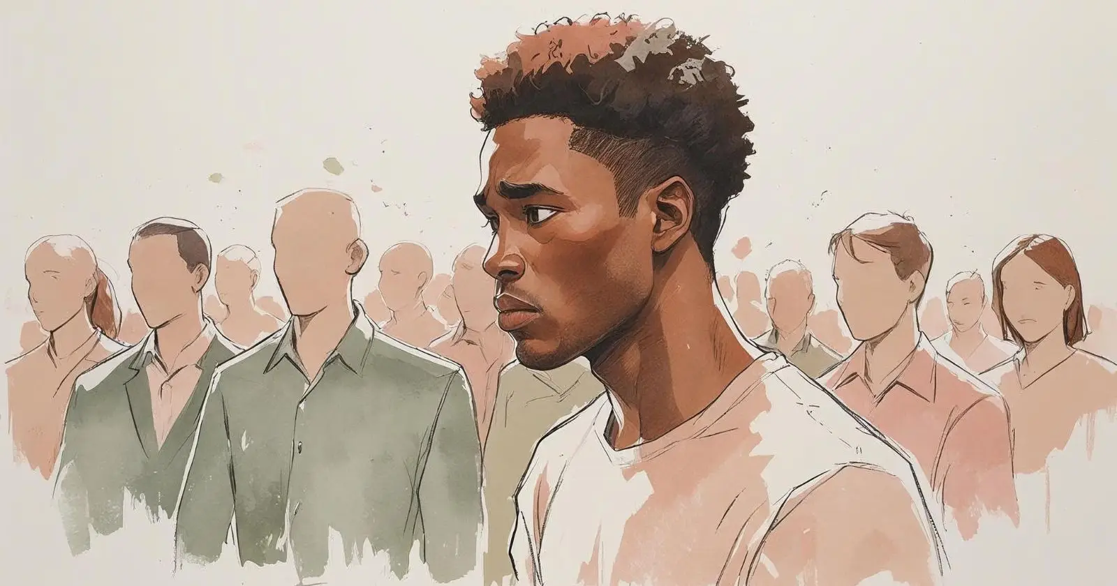 un ragazzo tra una folla si sente a disagio