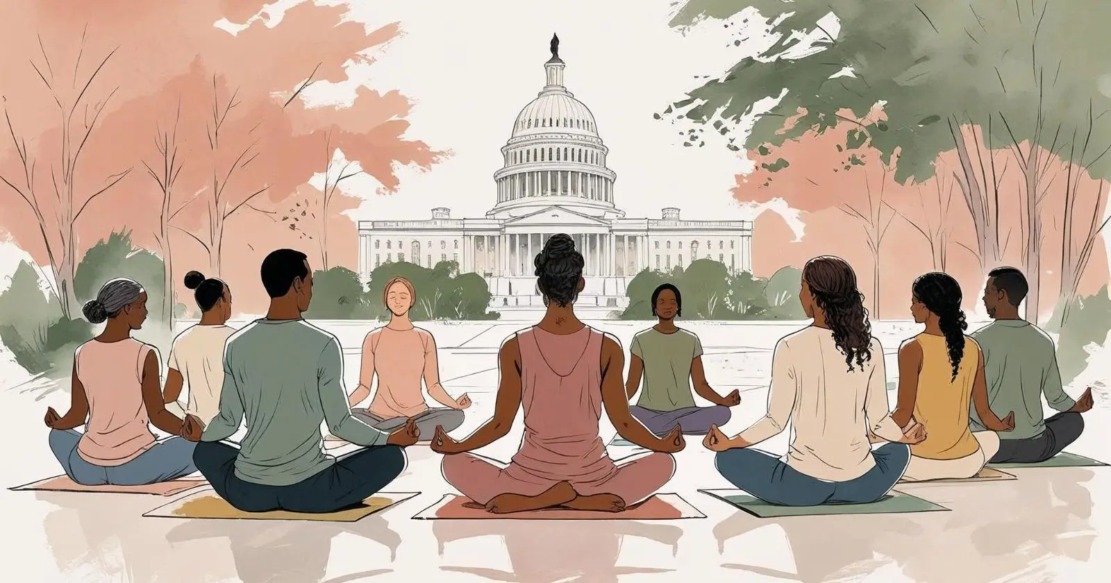 un gruppo di persone medita a washington dc
