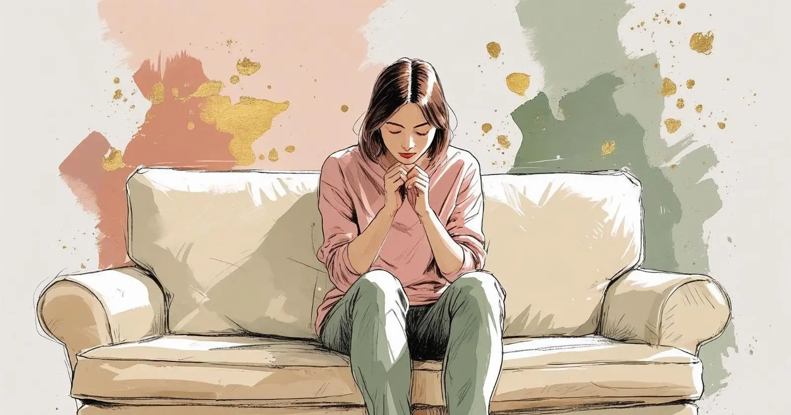 persona seduta su un divano agitata e nervosa