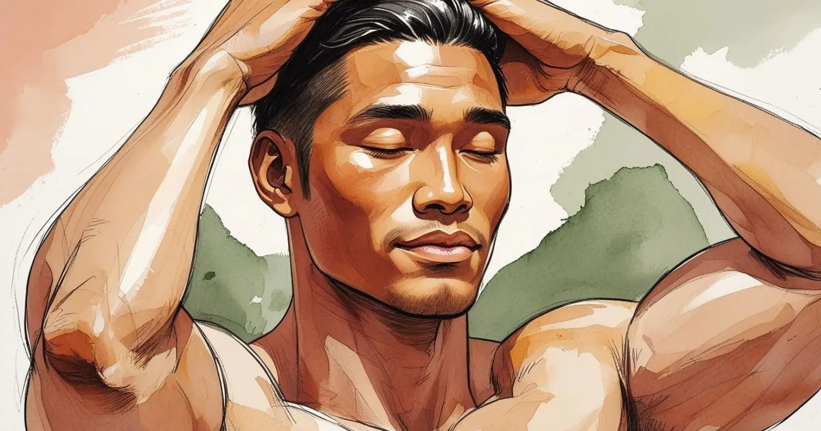 uomo rilassato si tiene la testa tra le mani