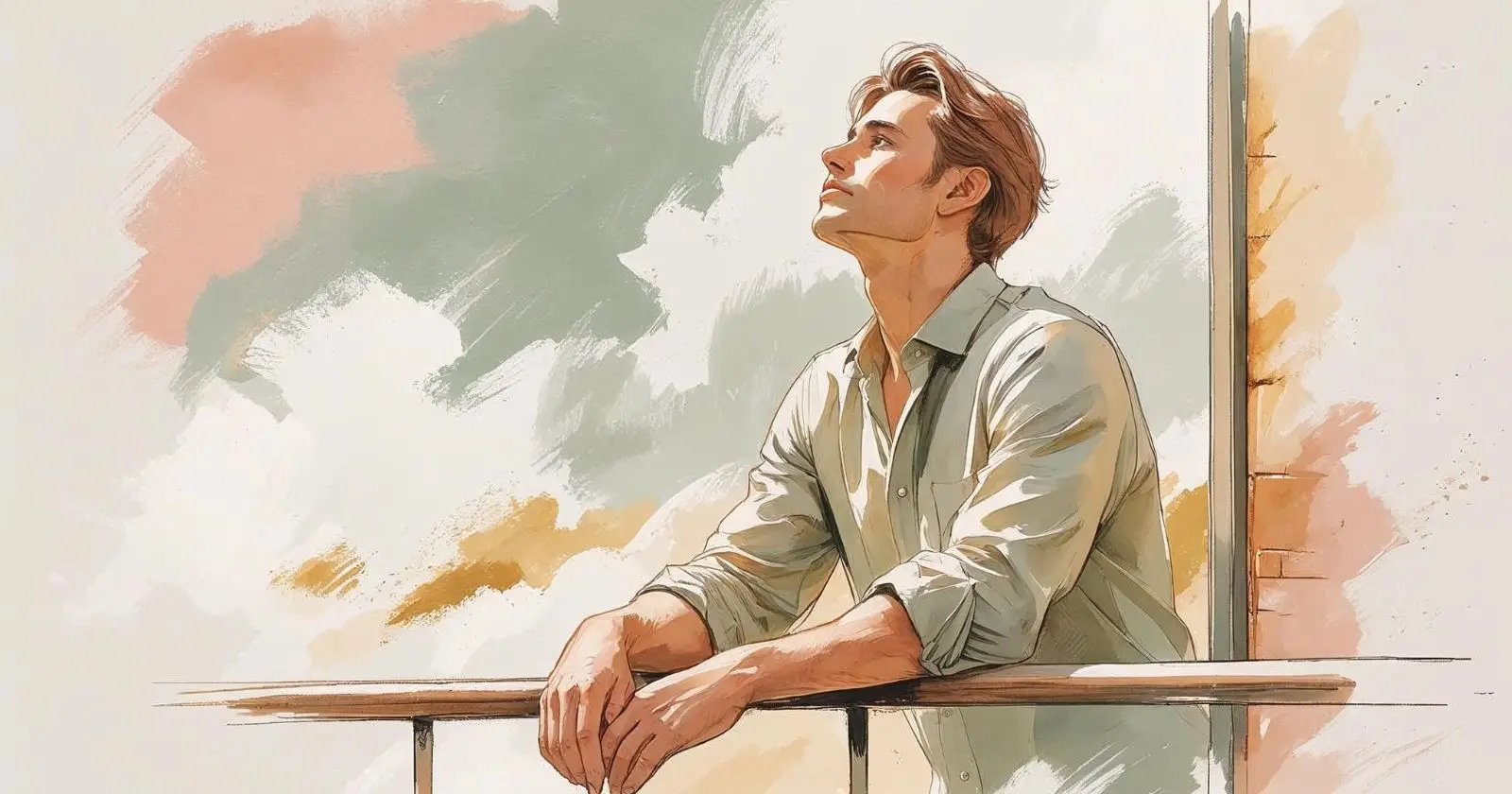 uomo affacciato a un balcone guarda il cielo