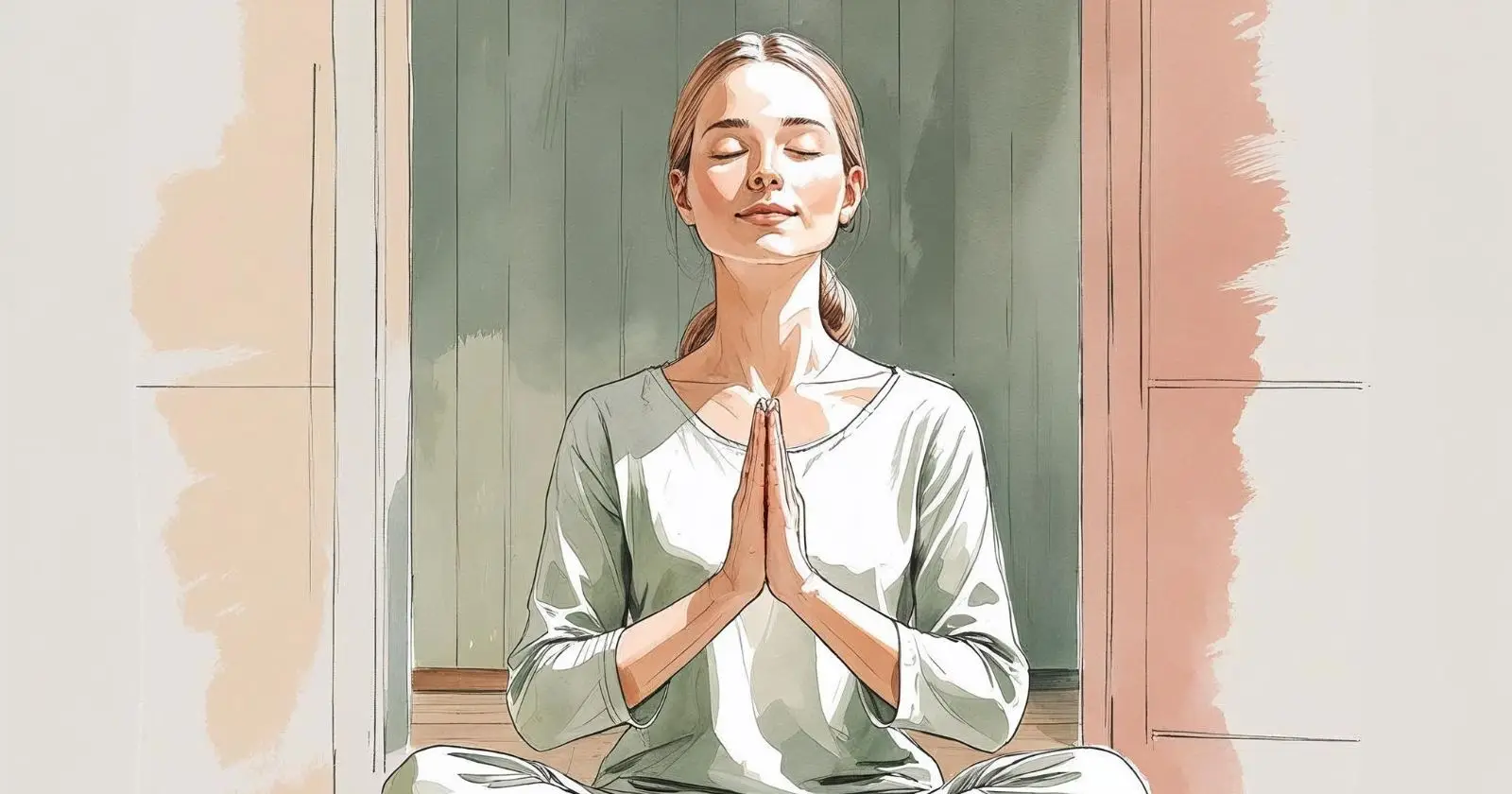 donna in meditazione con le mani giunte al petto