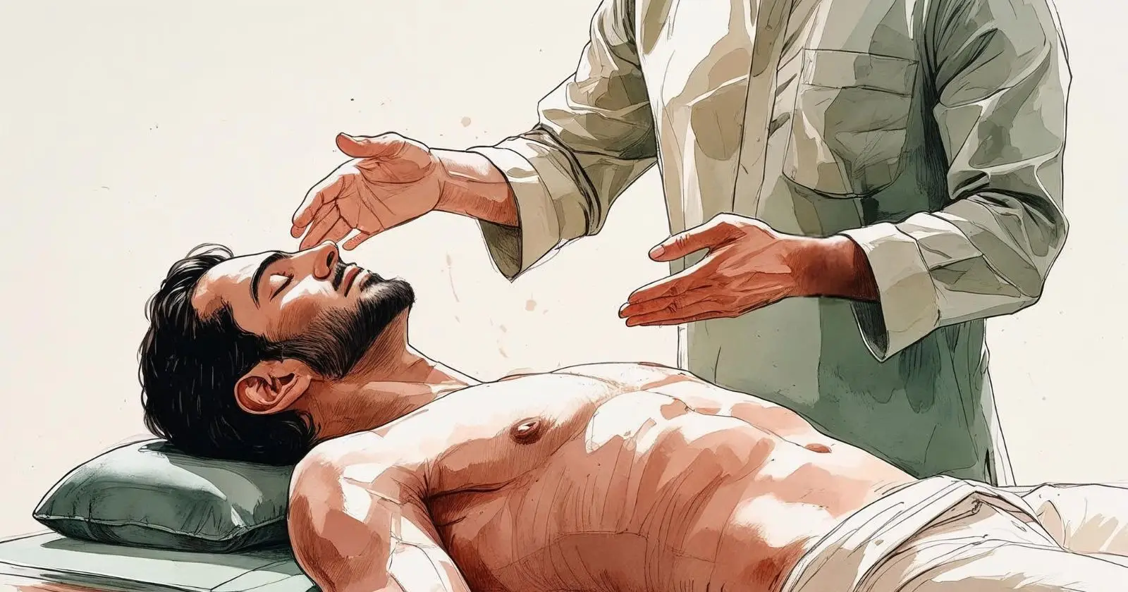 cliente riceve trattamento reiki