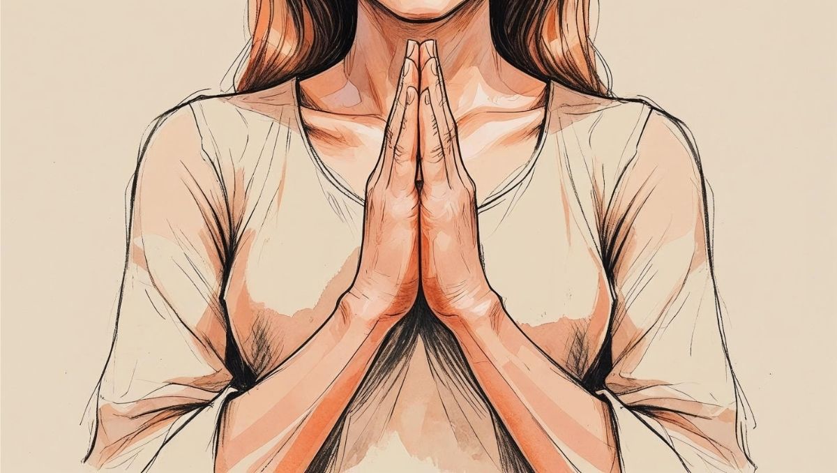 donna strofina i palmi delle mani tra loro