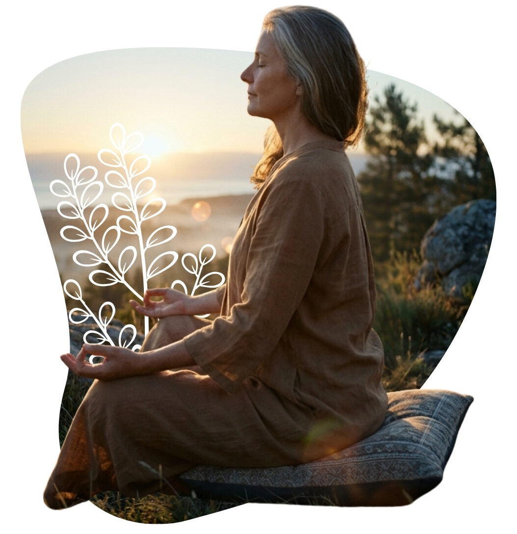 donna in meditazione all'aperto