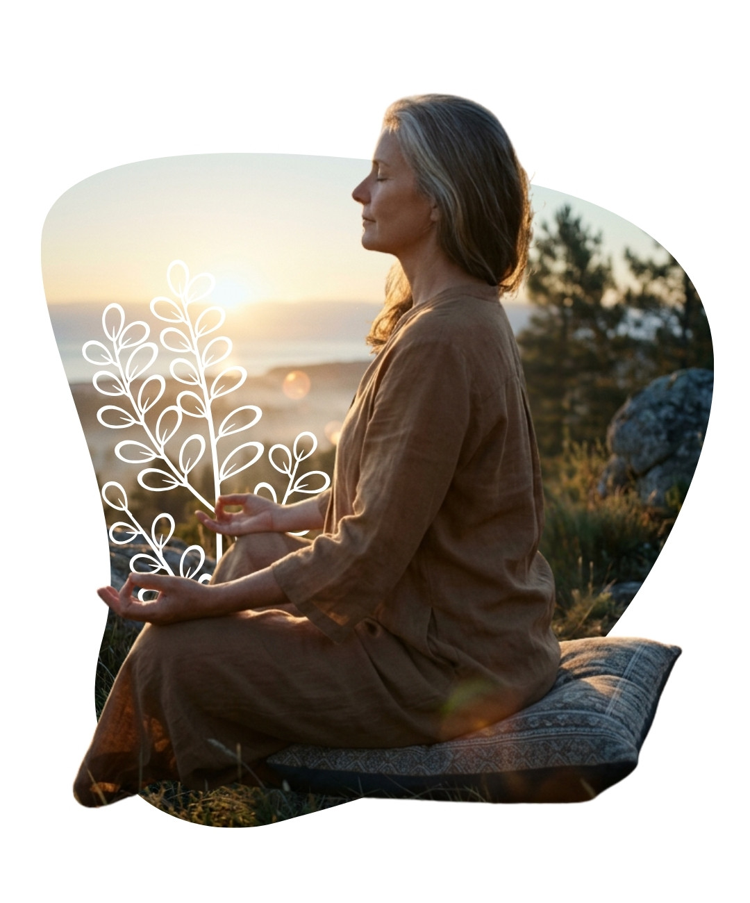 donna in meditazione all'aperto