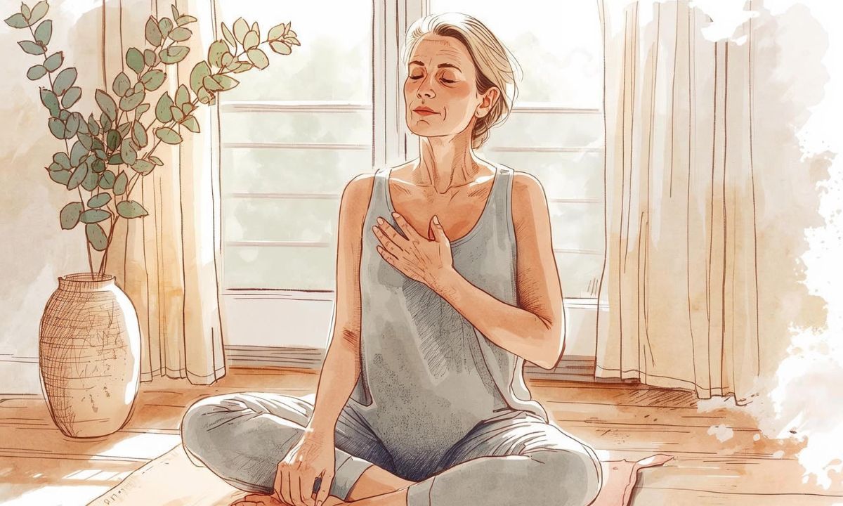 donna seduta in meditazione allena l'interocezione
